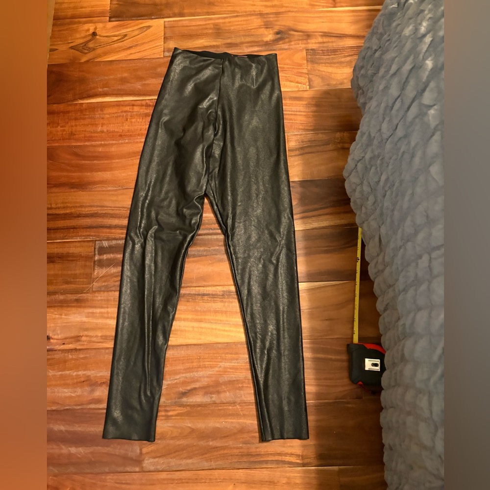 Commando Faux Leather Leggings Black High Rise Stretch Size M (0462)